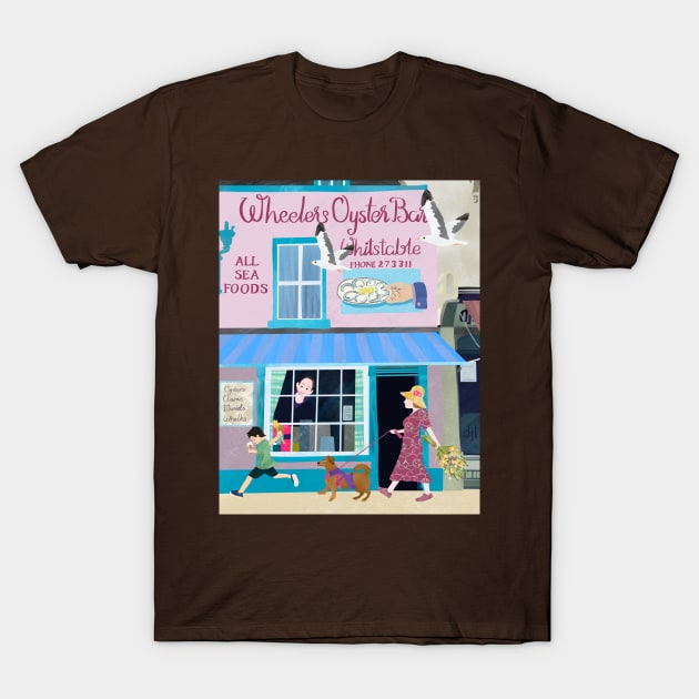 Paper cut collage Wheeler’s Oyster Bar Whitstable T-Shirt by NattyDesigns